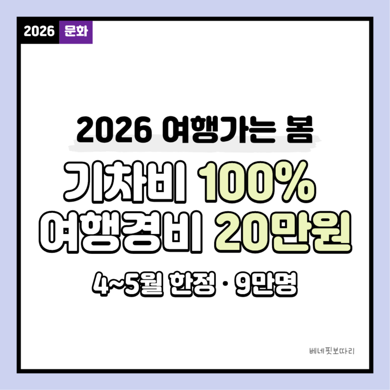 2026 여행가는 봄 기차 환급 숙박 할인 여행 지원 혜택